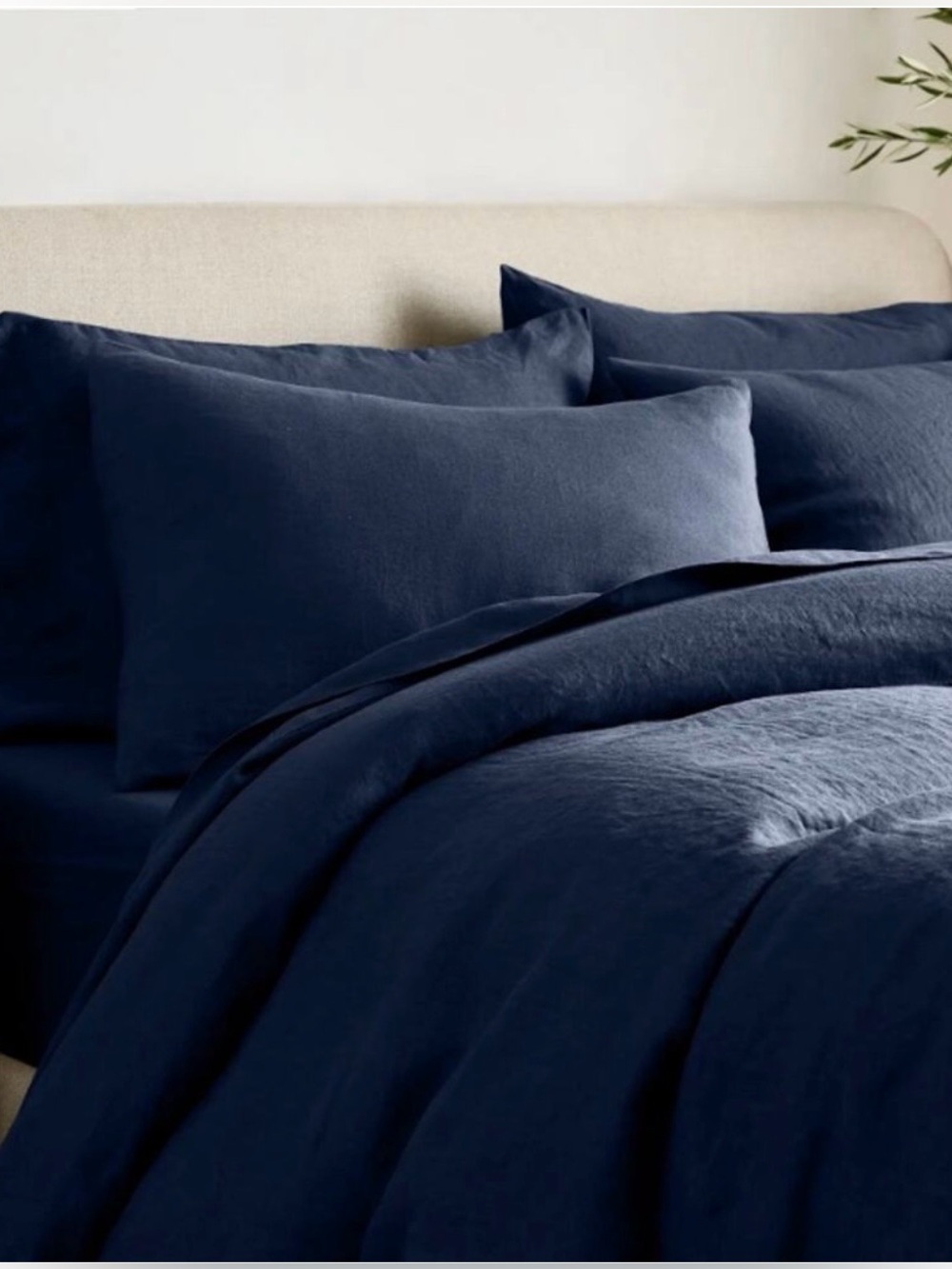 Quince European Linen Duvet Cover Set Navy King/Cal King